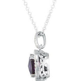 14K Gold Cushion Natural Amethyst & Natural Diamond Halo-Style Necklace or Pendant - view 2