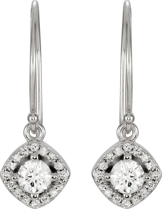 14K Gold Round Natural Diamond Halo-Style Earrings – 3.4-6.3mm Stones - White Gold - view 3