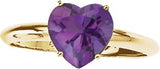 14K Gold Heart Natural Amethyst Solitaire Ring