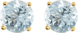 14K Gold Natural Aquamarine Round 4-Prong Lightweight Stud Earrings – 2.5-6mm Stones - Yellow Gold - view 8