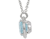 14K Gold Oval Natural Aquamarine Halo-Style Necklace - White Gold - view 4