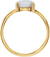 14K Gold Oval Natural Opal Cabochon Solitaire Ring - Yellow Gold - view 2