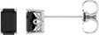 14K Gold Natural Black Onyx Emerald 4-Prong Scroll Setting Stud Earrings - White Gold