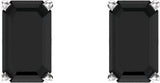 14K Gold Natural Black Onyx Emerald 4-Prong Scroll Setting Stud Earrings - White Gold - view 2