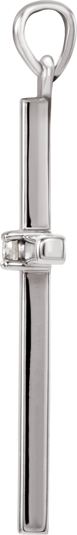 Platinum Round Natural Diamond Birthstone Cross Pendant - view 4