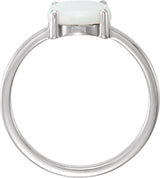 14K Gold Oval Natural Opal Cabochon Solitaire Ring - White Gold - view 2