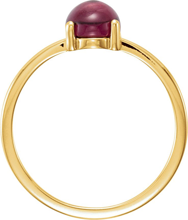 14K Gold Oval Natural Rhodolite Garnet Cabochon Solitaire Ring - Yellow Gold - view 2