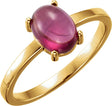 14K Gold Oval Natural Rhodolite Garnet Cabochon Solitaire Ring - Yellow Gold