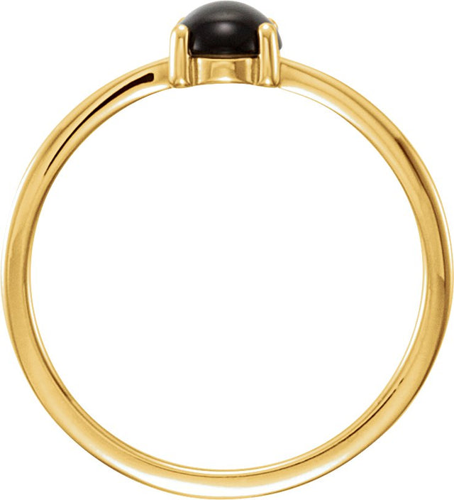 14K Gold Oval Natural Black Onyx Cabochon Solitaire Ring - Yellow Gold - view 2