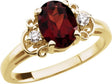 14K Gold Oval Natural Mozambique Garnet & Natural Diamond Accented Ring