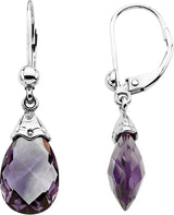 14K Gold Natural Amethyst Briolette Earrings