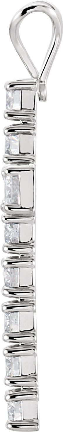 14K Gold Round Lab-Grown Diamond Accented Cross Pendant – 1 1/4 CTW - White Gold - view 6