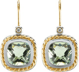 14K Gold Cushion Natural Diamond Accented Earrings - view 2