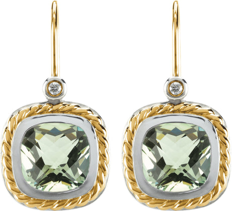 14K Gold Cushion Natural Diamond Accented Earrings - view 2