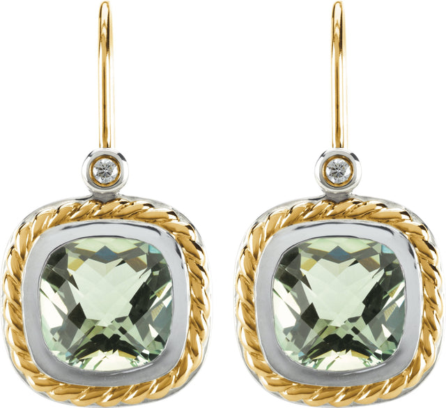 14K Gold Cushion Natural Diamond Accented Earrings - view 2