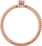 14K Gold Oval Natural Pink Tourmaline Cabochon Ring - Rose Gold - view 2