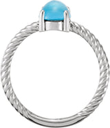 Platinum Oval Natural Swiss Blue Topaz Cabochon Ring - view 2