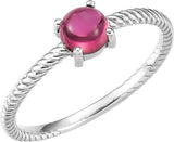 Platinum Oval Natural Pink Tourmaline Cabochon Ring