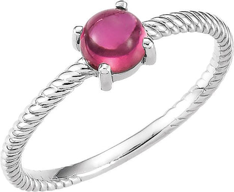Platinum Oval Natural Pink Tourmaline Cabochon Ring