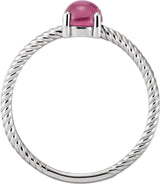 Platinum Oval Natural Pink Tourmaline Cabochon Ring - view 2