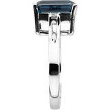 14K Gold Emerald Natural London Blue Topaz & Natural Diamond Accented Ring - view 4