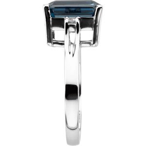 14K Gold Emerald Natural London Blue Topaz & Natural Diamond Accented Ring - view 4