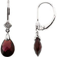 14K Gold Natural Brazilian Garnet & Natural Diamond Briolette Earrings