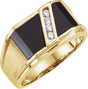 14K Gold Natural Black Onyx & Natural Diamond Accented Ring - Yellow Gold