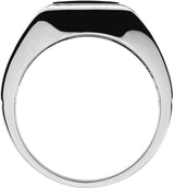 10K Gold Square Natural Black Onyx Bezel-Set Cabochon Ring - White Gold - view 2
