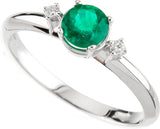 14K Gold Round Natural Emerald & Natural Diamond Accented Ring – 5mm Stones - view 5