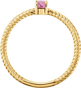 14K Gold Oval Natural Pink Tourmaline Cabochon Ring - Yellow Gold - view 2
