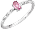 Platinum Oval Natural Pink Tourmaline Cabochon Ring
