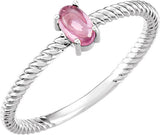 Platinum Oval Natural Pink Tourmaline Cabochon Ring