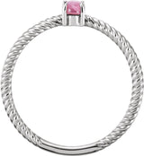 14K Gold Oval Natural Pink Tourmaline Cabochon Ring - White Gold - view 2