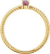 14K Gold Oval Natural Pink Tourmaline Cabochon Ring - Yellow Gold - view 3