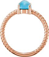 14K Gold Oval Natural Swiss Blue Topaz Cabochon Ring – 8x6mm - Rose Gold - view 2