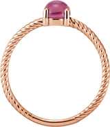14K Gold Oval Natural Pink Tourmaline Cabochon Ring - Rose Gold - view 2