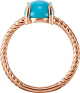14K Gold Oval Natural Turquoise Cabochon Ring - Rose Gold - view 2