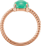14K Gold Round Natural Green Chrysoprase Cabochon Ring – 8mm Stones - Rose Gold - view 2