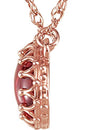 14K Gold Oval Natural Rhodolite Garnet Cabochon Crown Necklace