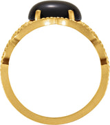14K Gold Oval Natural Black Onyx Cabochon Ring – 10x8mm - view 2