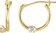 14K Gold Round White Cubic Zirconia Youth Accented Hoop Earrings - Yellow Gold