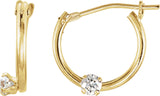 14K Gold Round White Cubic Zirconia Youth Accented Hoop Earrings - Yellow Gold