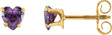14K Gold Natural Amethyst Heart Snap-In Youth Stud Earrings
