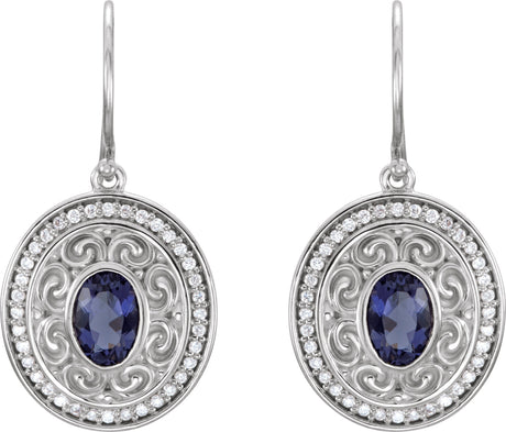 14K Gold Oval Natural Diamond Sculptural Earrings - view 2