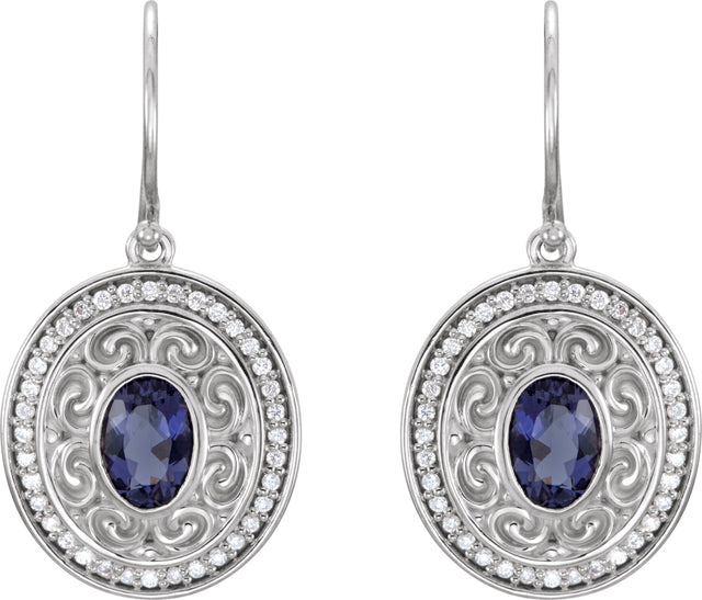 14K Gold Oval Natural Diamond Sculptural Earrings - view 2