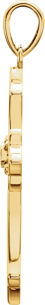 14K Gold Round Natural Diamond Cross Pendant – 0.03 CTW · 2mm Stones - Yellow Gold - view 4