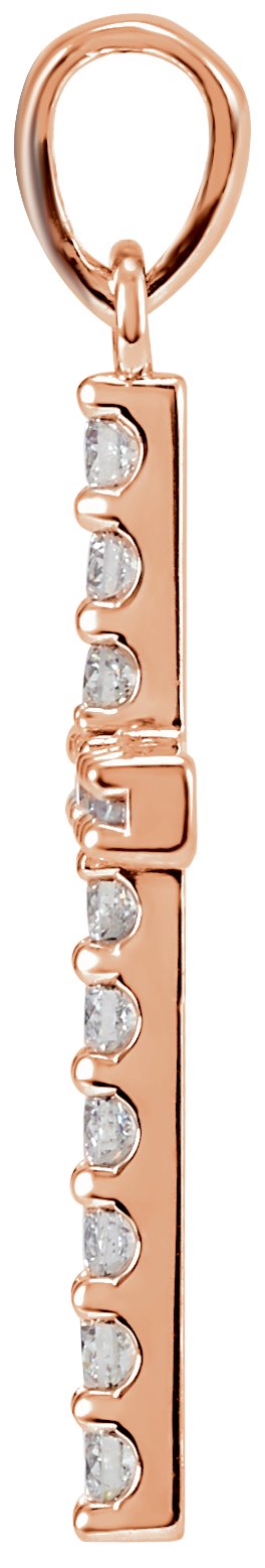 14K Gold Round Natural Diamond Accented Cross Necklace or Pendant - Rose Gold - view 6