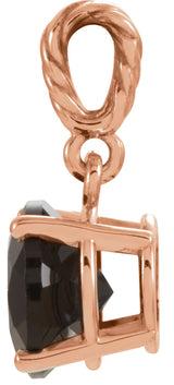 14K Gold Round Natural Black Onyx Rope Pendant - Rose Gold - view 2