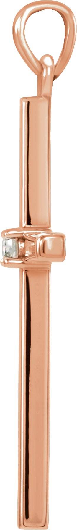 14K Gold Round Natural Diamond Birthstone Cross Pendant - Rose Gold - view 4